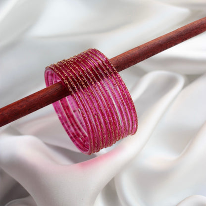Drops- Viral Handmade Glass Bangles-Shocking Pink #10