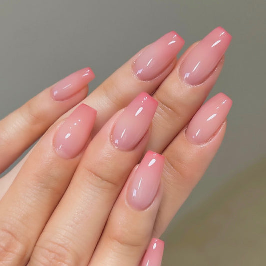 Pink Square Nails-Mid length Square nails- 2589-Free 4-pc Nail-kit included