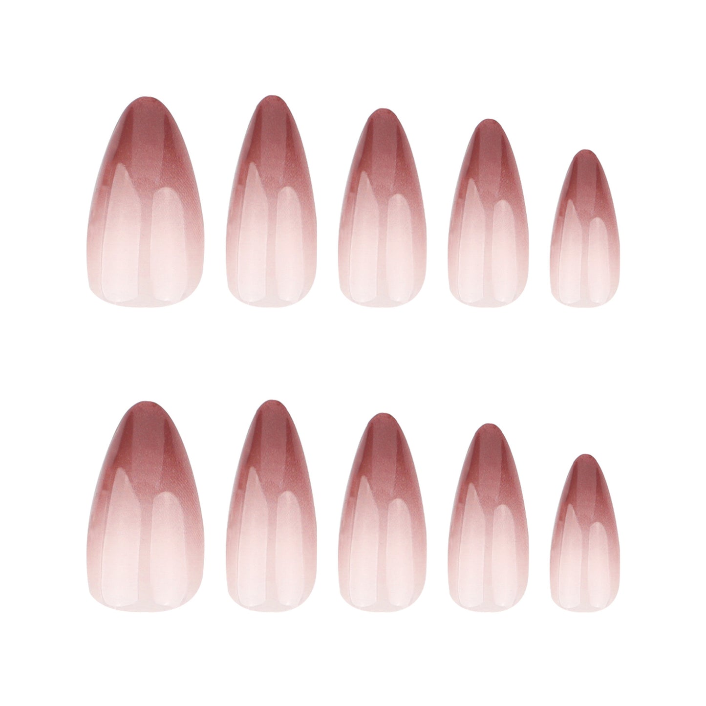 Ombre Brown Nude Nails-Mid length Almond nails-3587-Free 4-pc Nail-kit included