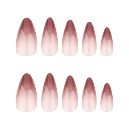 Ombre Brown Nude Nails-Mid length Almond nails-3587-Free 4-pc Nail-kit included
