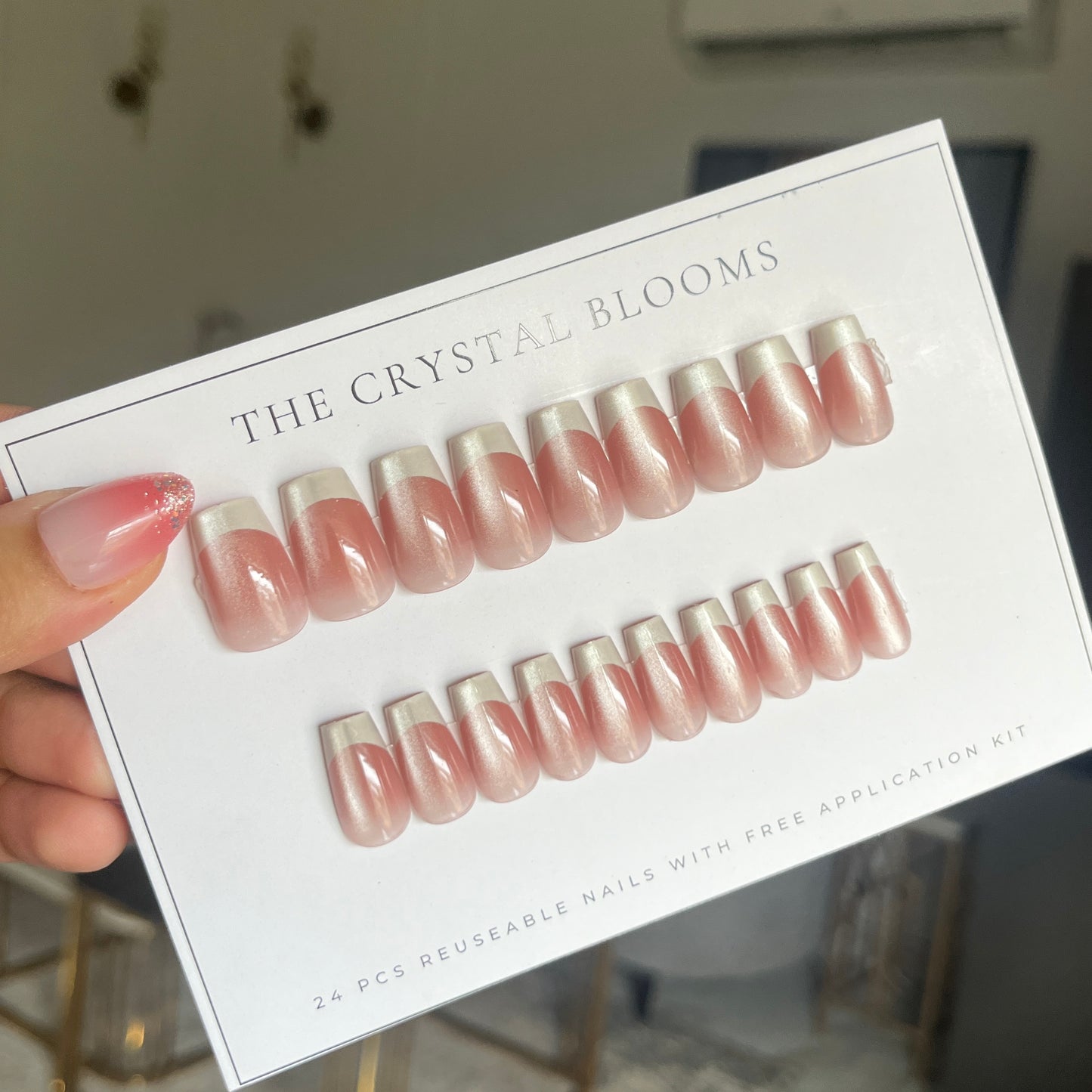Cat-eye French Nails-171- Free 24-pc Sticker Sheet included