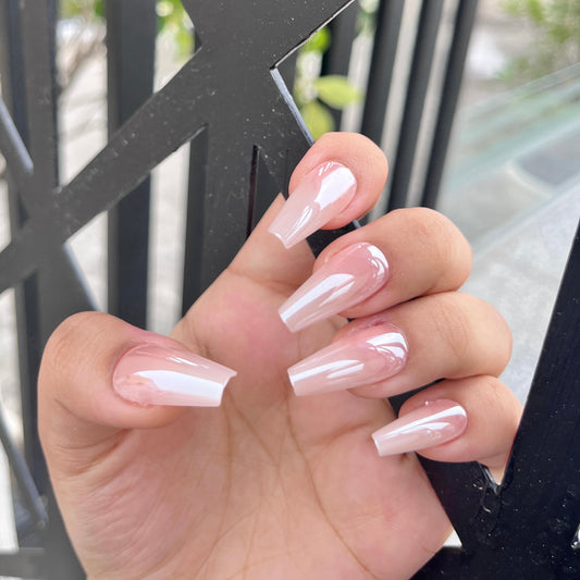 Reflective Nails- 011 -Medium Length Almond nails- Free 4 pc nail kit included