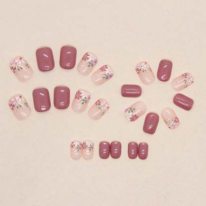 Nails-784-Medium Length Square nails- Free 4 pc nail kit included