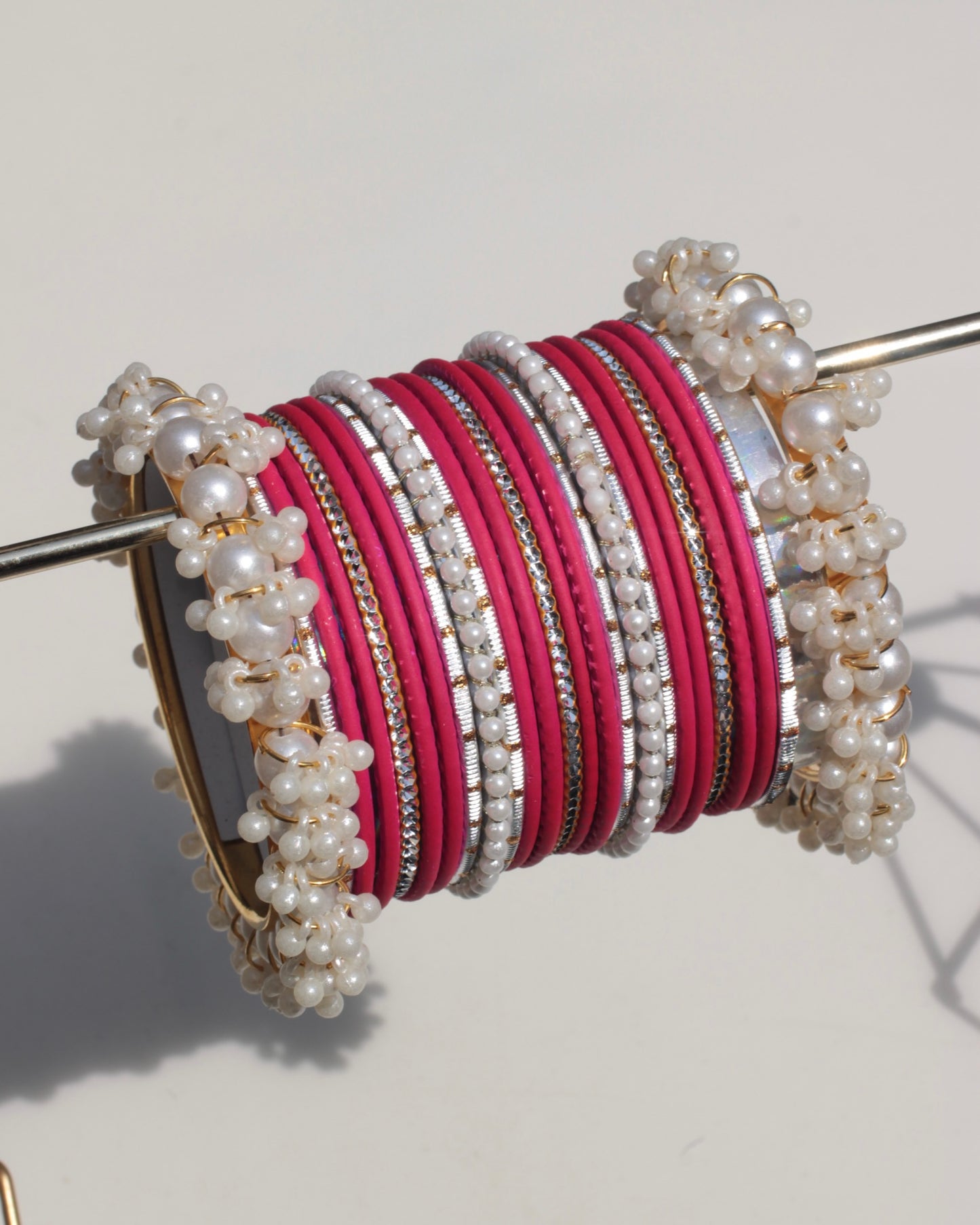 Dotted Noor-e-Moti-Radical Red