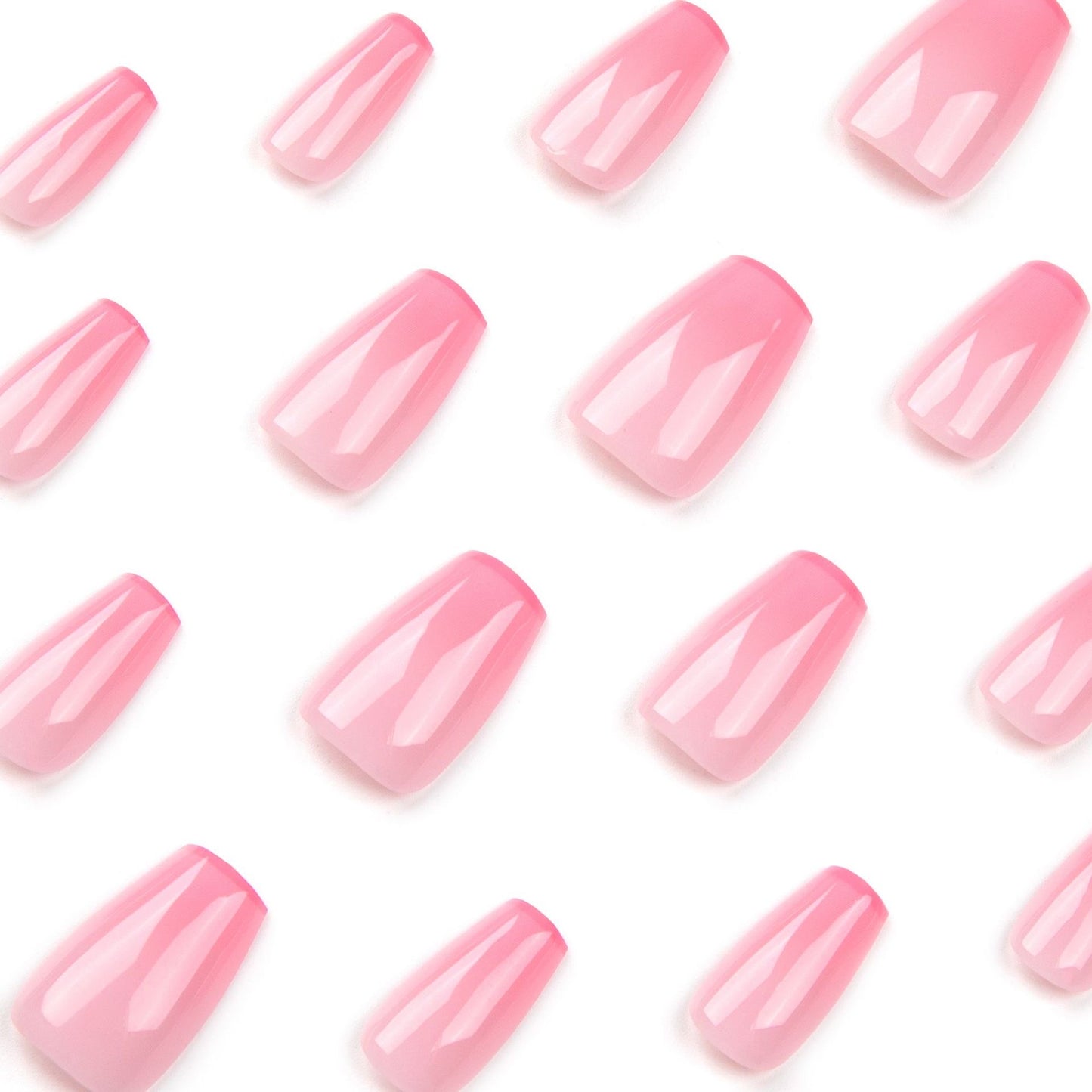Pink Square Nails-Mid length Square nails- 2589-Free 4-pc Nail-kit included