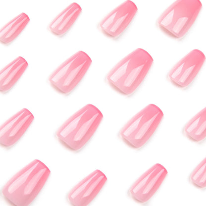 Pink Square Nails-Mid length Square nails- 2589-Free 4-pc Nail-kit included