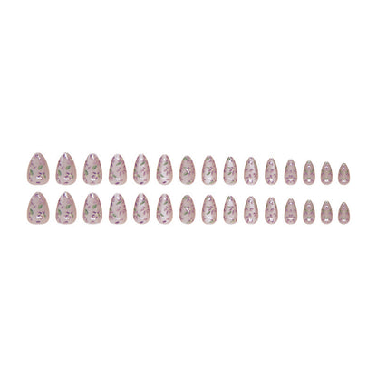Cateye Printed Nails-1546-Medium Length Almond nails- Free 4 pc nail kit included