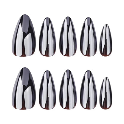 [Premium] Mirror Glazed Nails-3572-Almond nails- Free 24 -pc Sticker Sheet  included