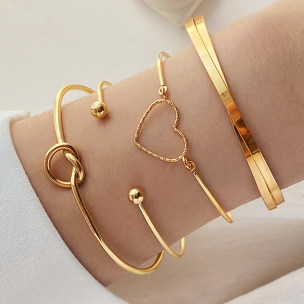 JBraceletSet - Trending Bracelet set of 4 pcs- gold statement bracelets-PC40