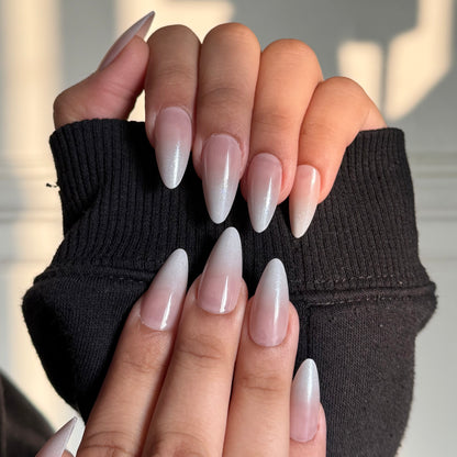 [Premium] Ombre Glitter Nails-3864-Almond nails- Free 24 -pc Sticker Sheet  included