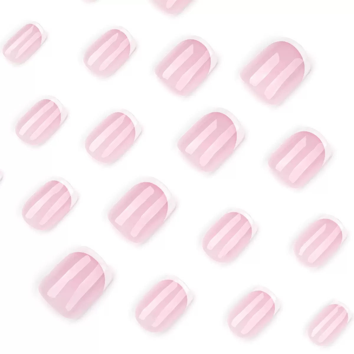 Nails-393- Square French nails- Free 24 -pc Sticker Sheet  included