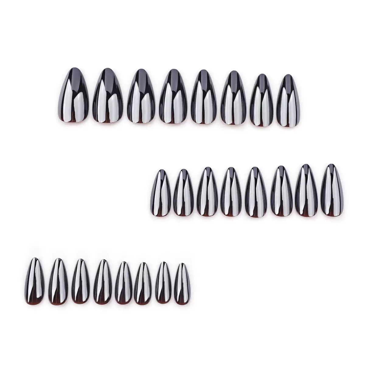 [Premium] Mirror Glazed Nails-3572-Almond nails- Free 24 -pc Sticker Sheet  included