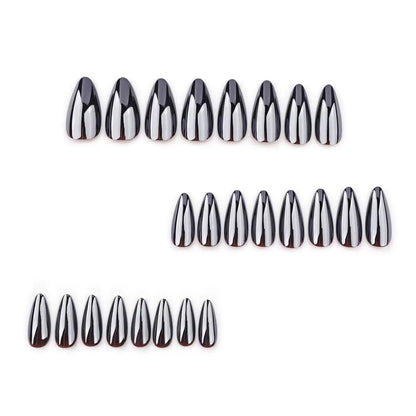 [Premium] Mirror Glazed Nails-3572-Almond nails- Free 24 -pc Sticker Sheet  included