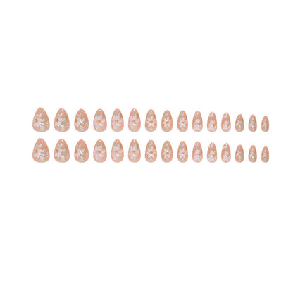 Floral Peach Nails-1593- Free 4 pc nail kit included