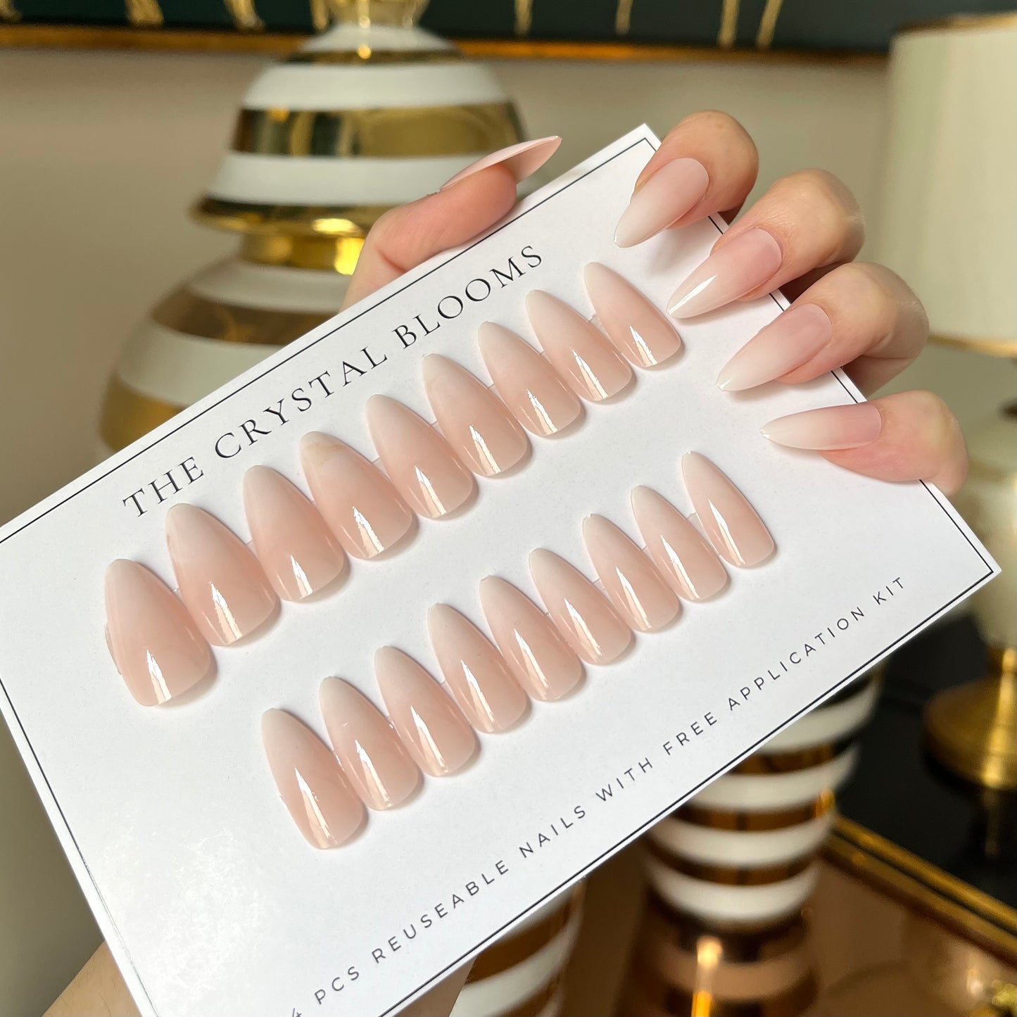 Nails-603-Medium Length Almond nails- Free 24 pc Sticker Sheet  included