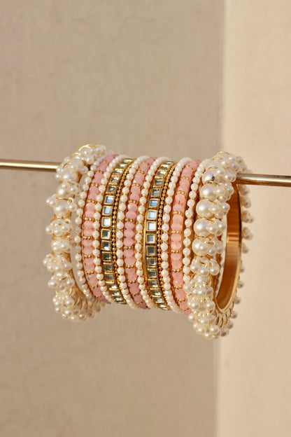 Celeste Pearlé Bangle Set-2-Baby Pink