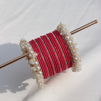 Azel Bangle Set-Bright Red