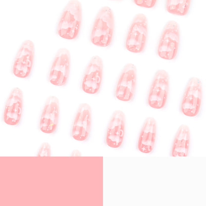 Nails-3125-Medium Length Almond nails with glitter - Free 4 pc nail kit included