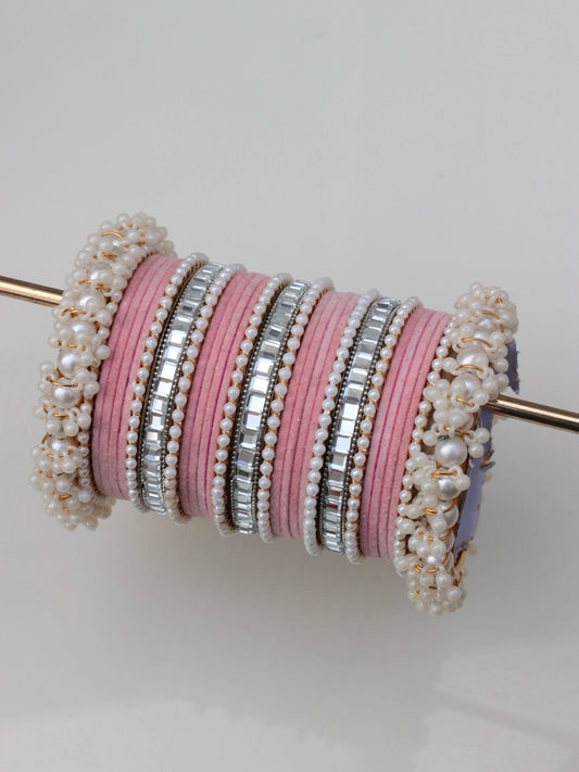 Velvet Luxe Bangle Set-6-Baby Pink