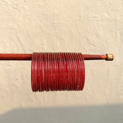 Drops- Viral Handmade Glass Bangles-red #01