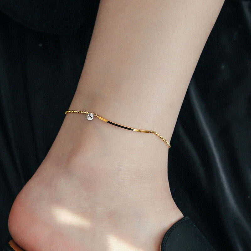 JBracelet/anklet (Stainless Steel) 18K Gold plated) Anti Tarnish Everyday wear Sleek Chain Bracelet -413-OM