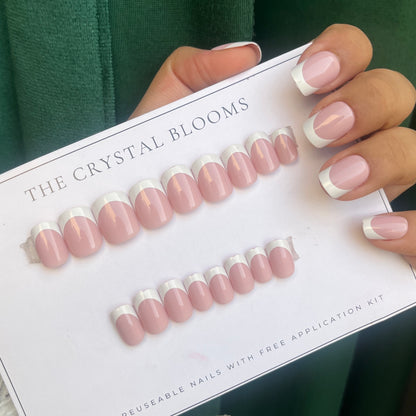 French Nails -263-Almond nails- Free 24pc Sticker Sheet included