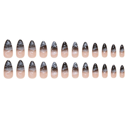 Black and Nude Nails-1608- Free 4 pc nail kit included