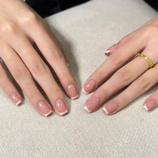 Most Natural Fit French Nails-Mid length Square nails- 0698-Free 4-pc Nail-kit included