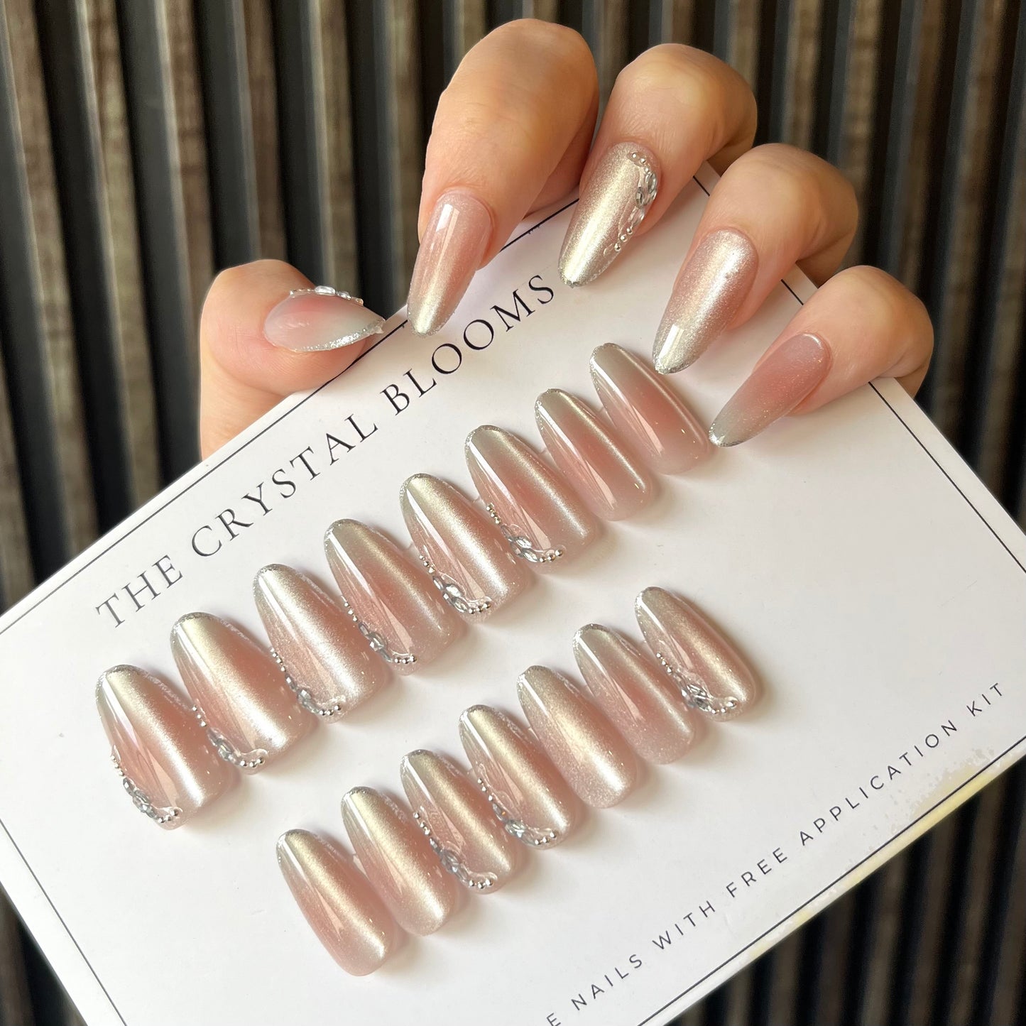 [PREMIUM] Nails-536- Cateye 3D Almond nails- Free 24pc Sticker Sheet included