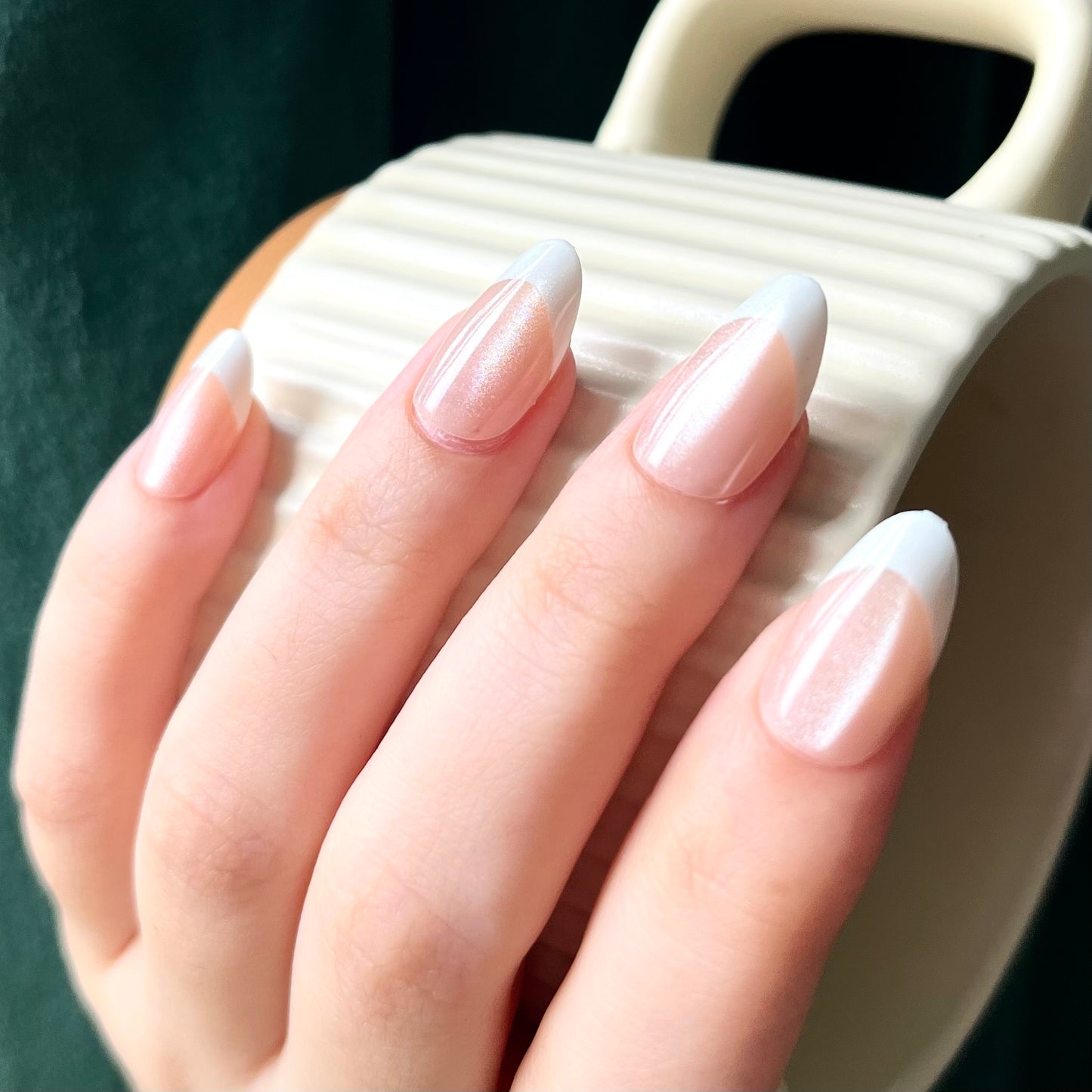 [PREMIUM] Cateye Nails-French Glitter Cateye nails-71-Free 24pc Sticker Sheet included