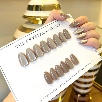 [PREMIUM] Handmade Cat-eye Reflective Nails-800- Free 24 pc Sticker Sheet  included-n