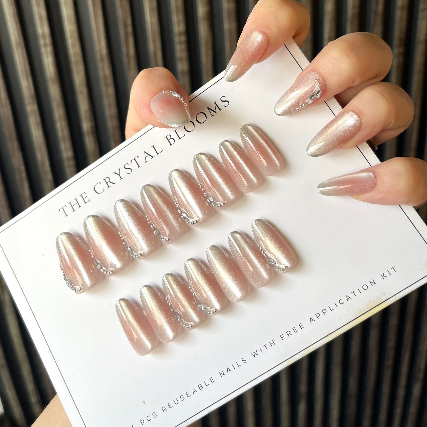 [PREMIUM] Nails-536- Cateye 3D Almond nails- Free 24pc Sticker Sheet included
