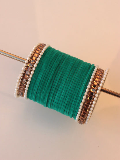 Velvet Empress Bangle Set-8-Dark Cyan