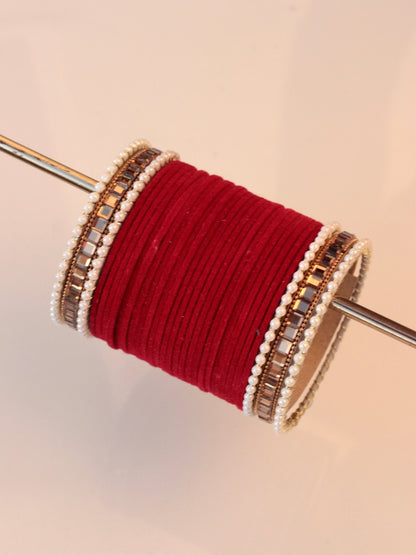 Velvet Empress Bangle Set-8-Red