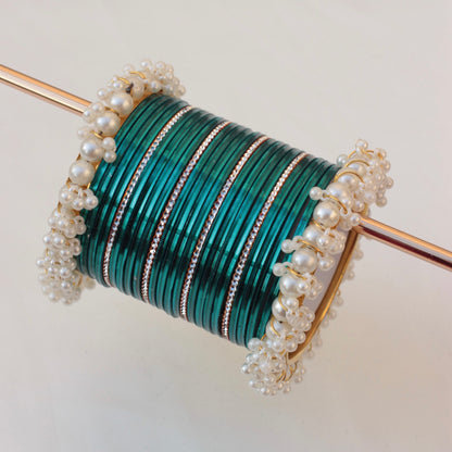 Mila Bangle Set-Teal