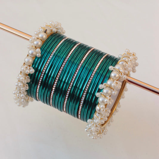 Mila Bangle Set-Teal