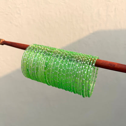 Aiyna- Viral Handmade Glass Bangles-green #11