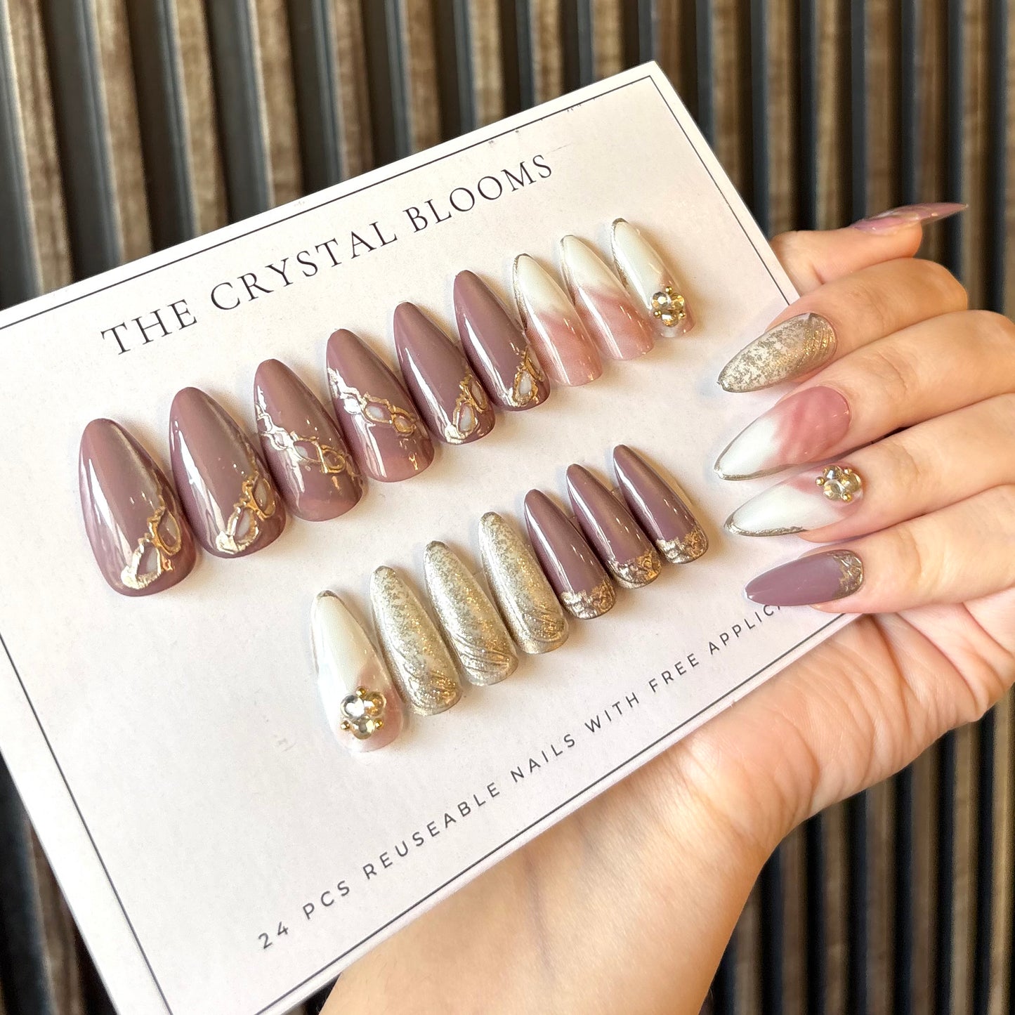 Nails-980M- Almond nails- Free 24pc Sticker Sheet included