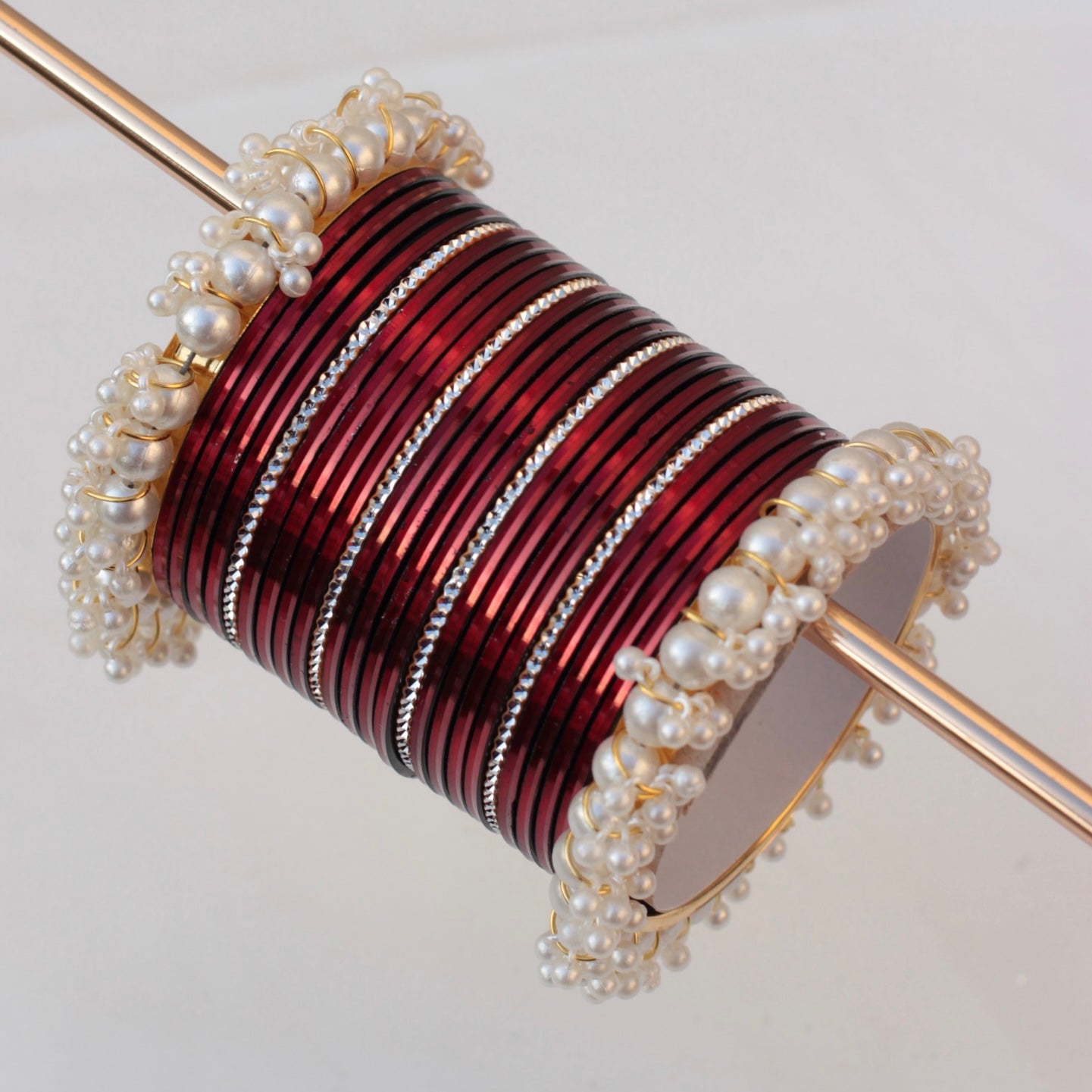 Mila Bangle Set-maroon