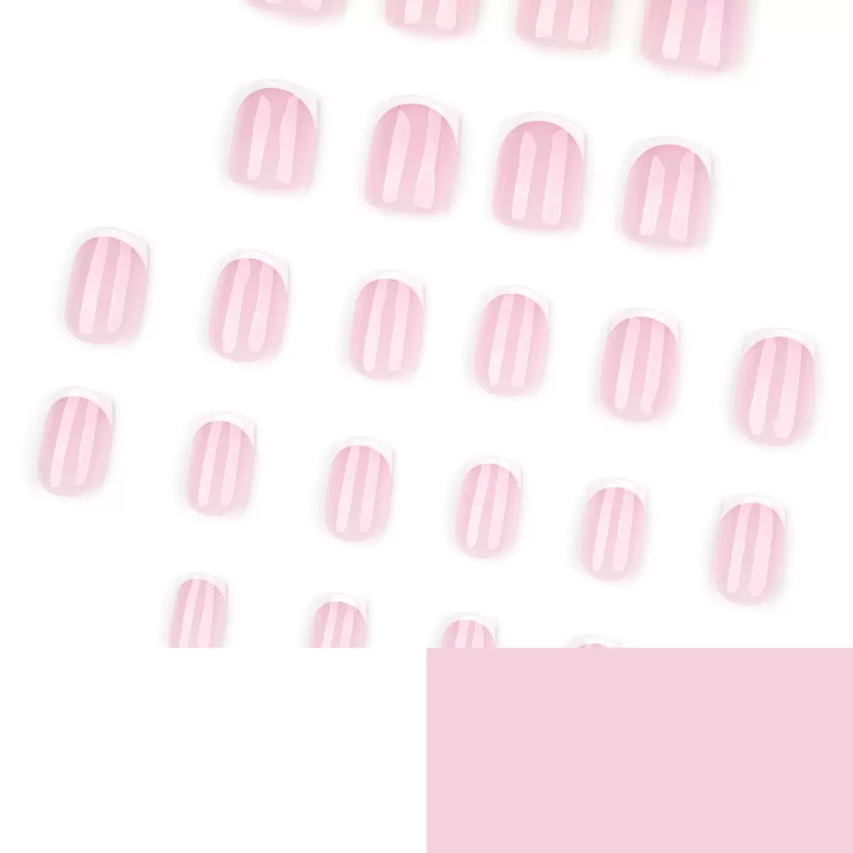Nails-393- Square French nails- Free 24 -pc Sticker Sheet  included