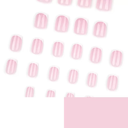 Nails-393- Square French nails- Free 24 -pc Sticker Sheet  included