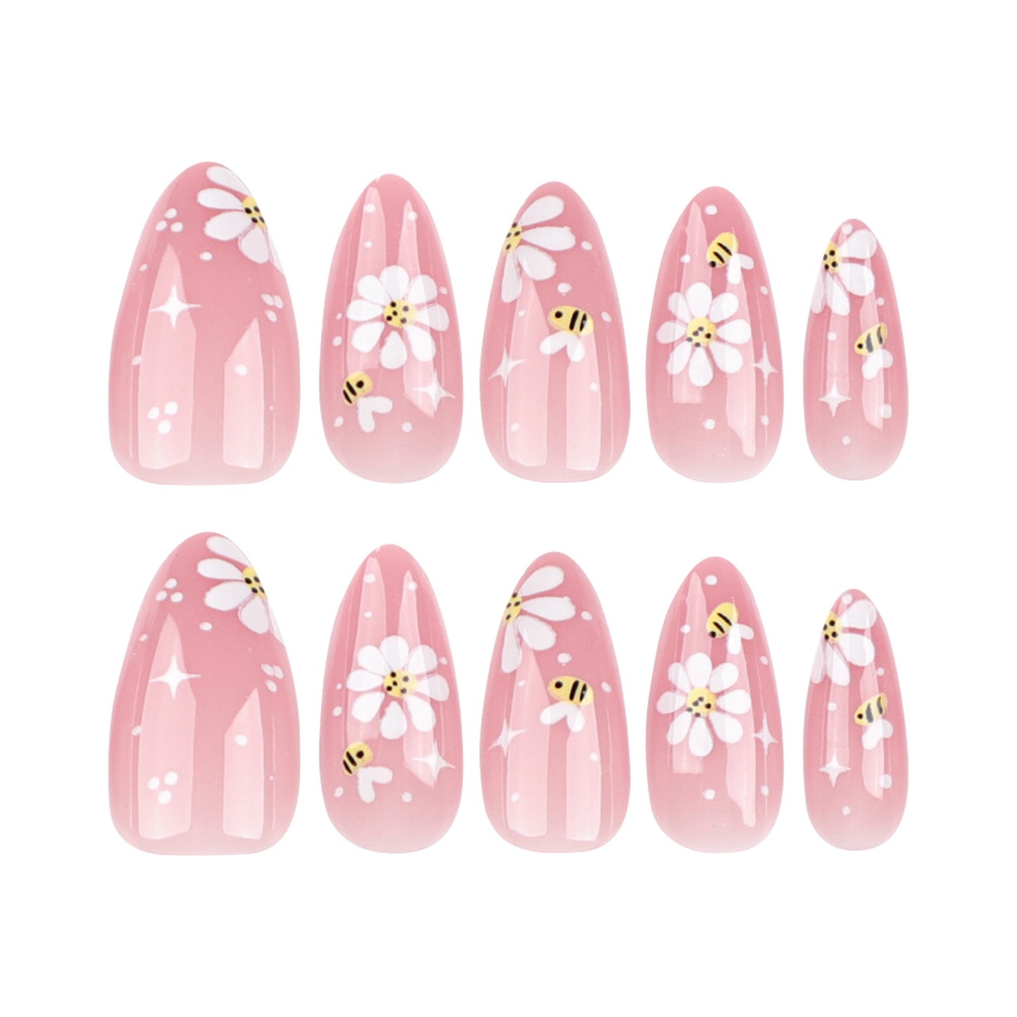 Nails-3287-Almond nails- Free 24pc Sticker Sheet included