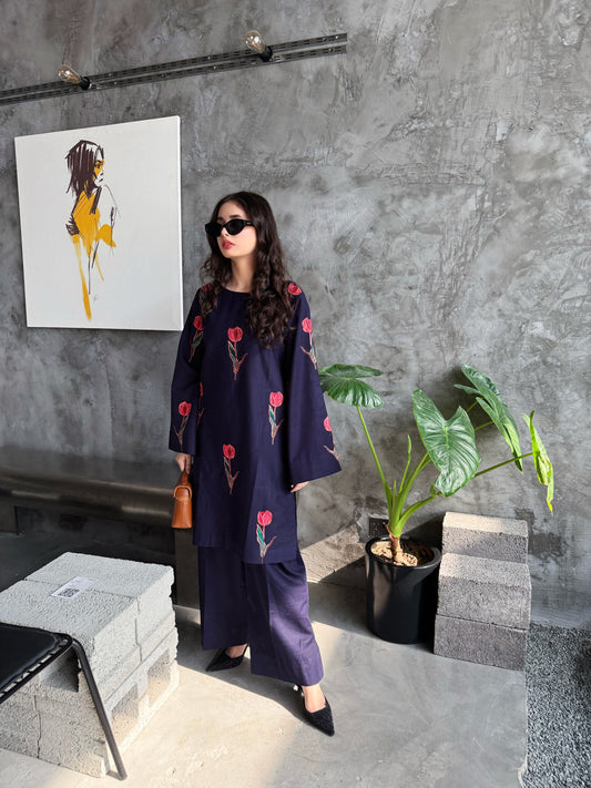 Crimson Tulip - 2 pc Stitched