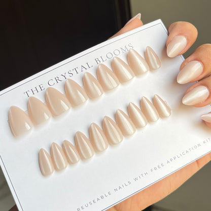 Cat-eye Nails-1897-Medium Length Almond nails- Free 24 pc Sticker Sbeet included