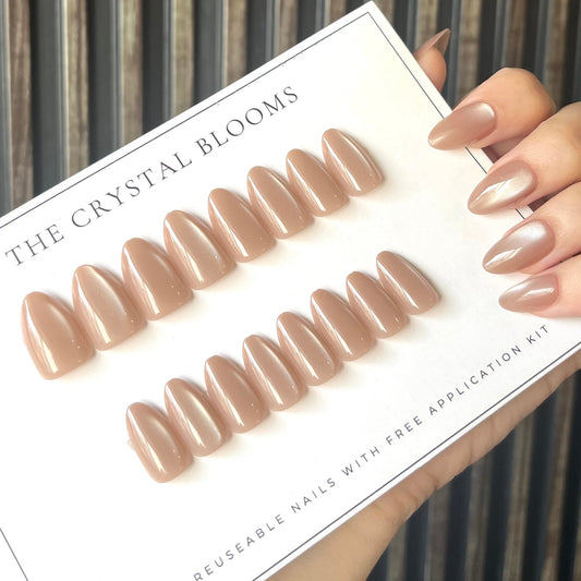[PREMIUM] Nails-26MYS- Cateye 3D Almond nails- Free 24pc Sticker Sheet included