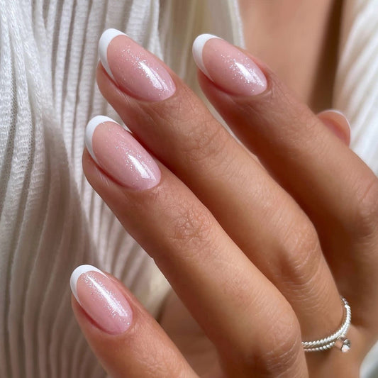 French Almond Nails-Mid length 3443- Free 4-pc Nail-kit included
