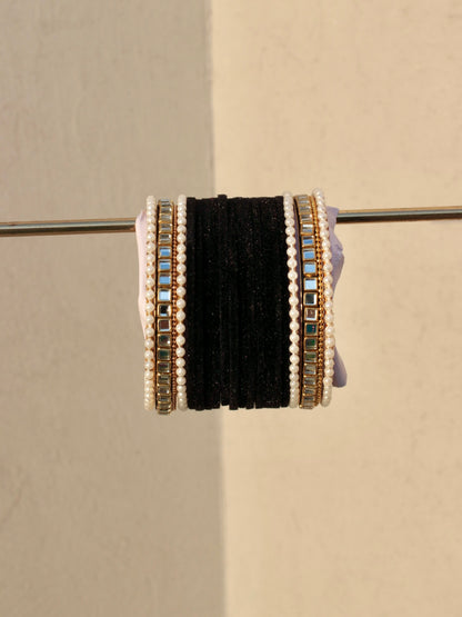 Velvet Bangle Set-10-Black