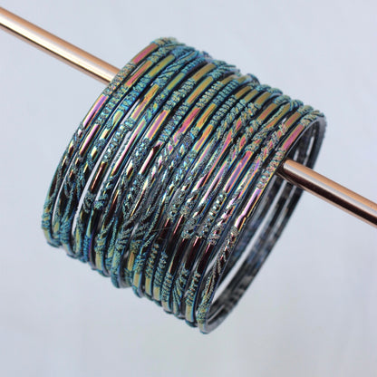 Moon- Viral Handmade Glass Bangles-Teal