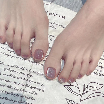 Cat-eye Mauve Toe Nails-137- Free 4 pc nail kit included