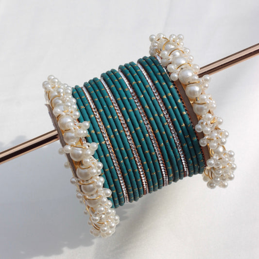 Azel Bangle Set-Teal